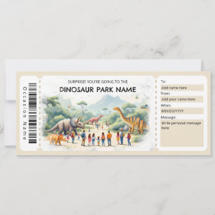 Dinosaur-Park-Ticket-Geschenkgutschein-Vorlage Einladung