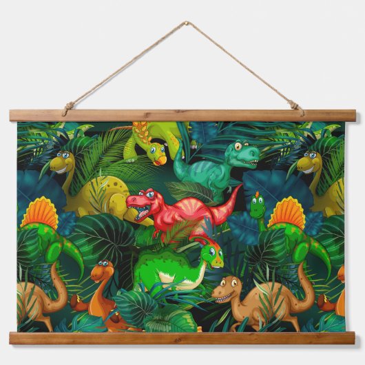 Dinosaur Park Wandteppich Mit Holzrahmen (Vorderseite 3)