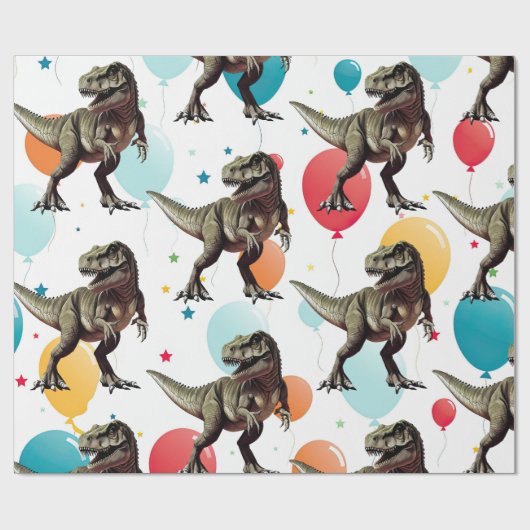 Dinosaur Party Balloon Geschenkpapier (Flach)