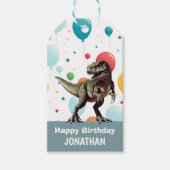 Dinosaur Party Balloons Geschenkanhänger (Vorderseite)