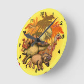 Dinosaur Party Clock Runde Wanduhr (Winkel)