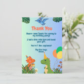 Dinosaur Party Danke, Card Dankeskarte (Stehend Vorderseite)
