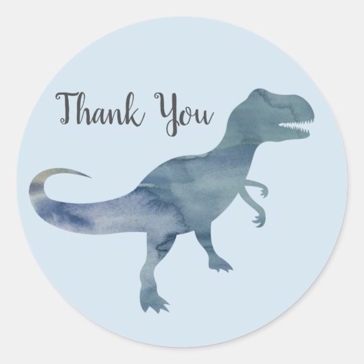 Dinosaur Party Danke Stickers (Vorderseite)