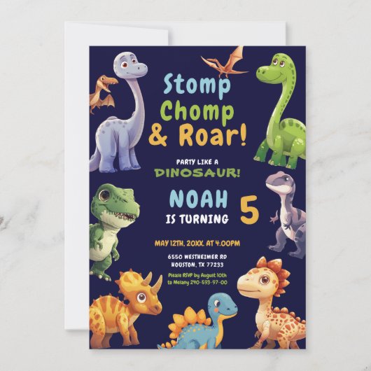 Dinosaur-Party Einladung (Vorderseite)