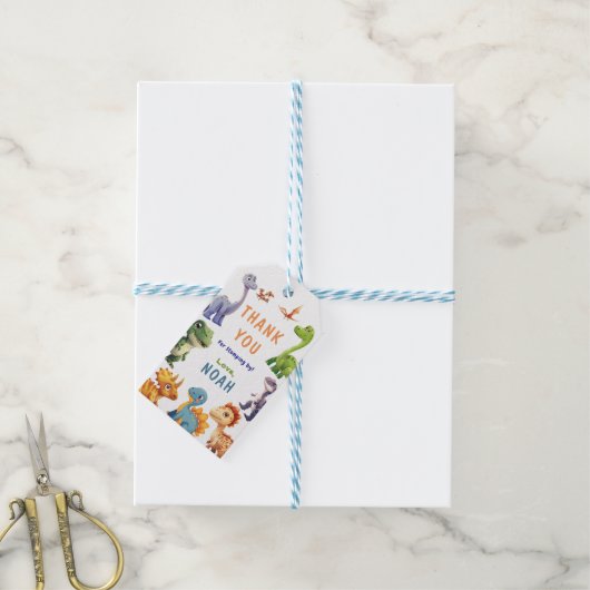 Dinosaur-Party Geschenkanhänger (Mit Garn)