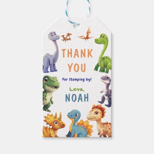 Dinosaur-Party Geschenkanhänger (Vorderseite)