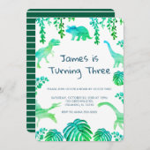 Dinosaur Party Grüne botanische Einladung (Vorne/Hinten)