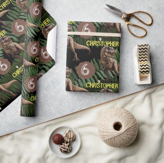 Dinosaur Party Kindergeburtstag Trex Geschenkpapier (Kunsthandwerk)