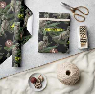 Dinosaur Party Kindergeburtstag Trex Geschenkpapier