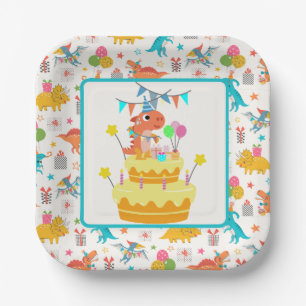 Dinosaur-Party Pappteller