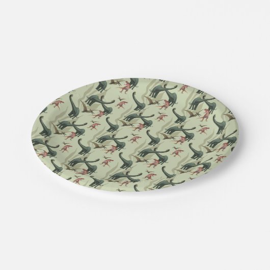 Dinosaur-Party Pappteller (Schrägansicht)