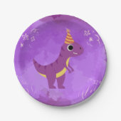 Dinosaur Party Plate Lila Pappteller (Vorderseite)