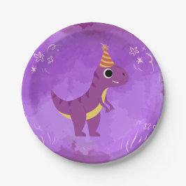Dinosaur Party Plate Lila Pappteller