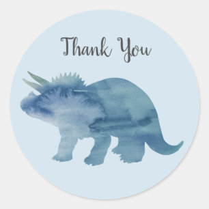 Dinosaur Party Triceratops Danke Stickers