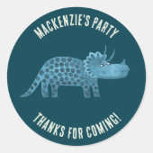 Dinosaur Party Vielen Dank Runder Aufkleber (Vorderseite)