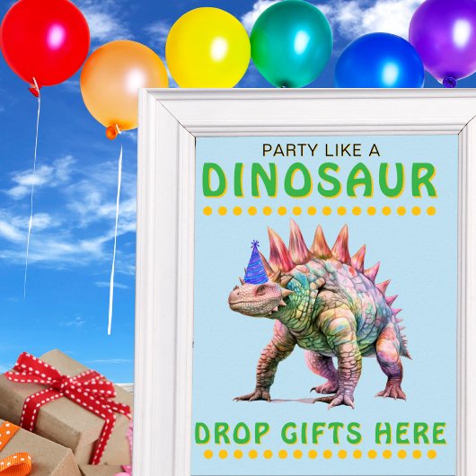 Dinosaur Party Zeichen: Spenden hier fallen lassen Poster