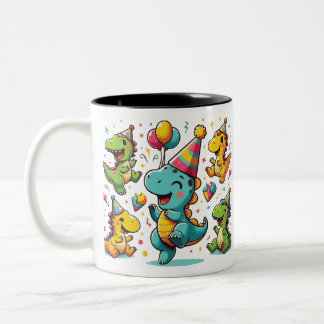 Dinosaur-Party Zweifarbige Tasse