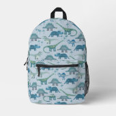 Dinosaur Pattern Blue Bedruckter Rucksack (Vorderseite)