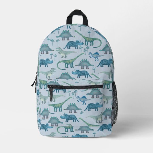 Dinosaur Pattern Blue Bedruckter Rucksack (Vorderseite)