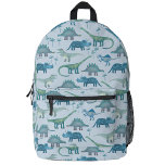 Dinosaur Pattern Blue Bedruckter Rucksack<br><div class="desc">Alle Arten von Dinosauriern,  Tyrannosaurus rex,  Triceratops,  Diplodocus,  Stegosaurus und Spinosaurus für Paläontologen aller Altersgruppen. Originelle Kunst von Nic Squirrell.</div>