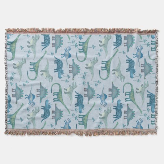Dinosaur Pattern Blue Decke (Vorderseite)