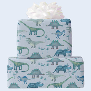 Dinosaur Pattern Blue Geschenkpapier