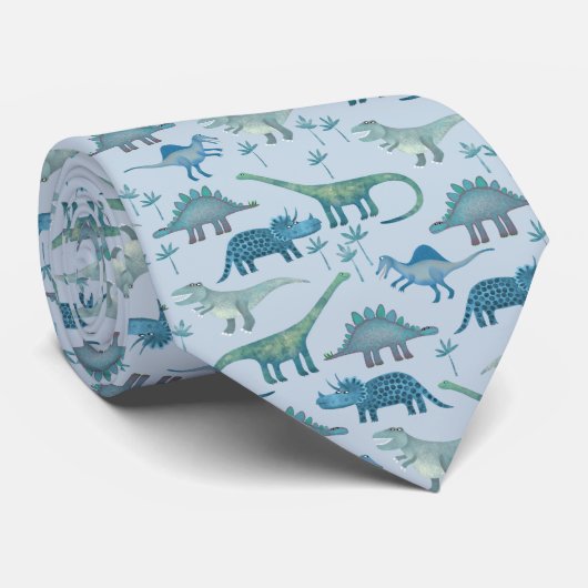 Dinosaur Pattern Blue Krawatte (Gerollt)