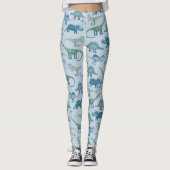 Dinosaur Pattern Blue Leggings (Vorderseite)