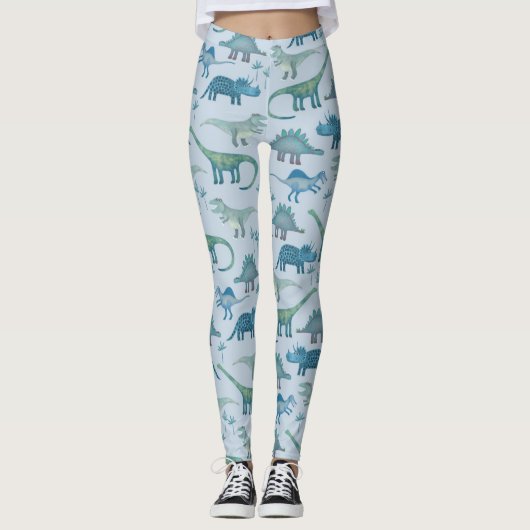 Dinosaur Pattern Blue Leggings (Vorderseite)
