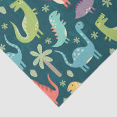 Dinosaur Pattern Blue Mit Monogramm Kid Boy Party Seidenpapier (Detail)