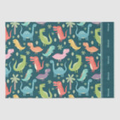 Dinosaur Pattern Blue Mit Monogramm Kid Boy Party Seidenpapier (Vorderseite)