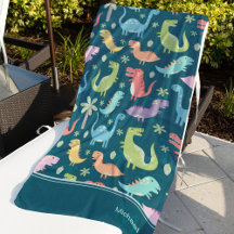 Dinosaur Pattern Blue Mit Monogramm Kid Boy