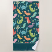 Dinosaur Pattern Blue Mit Monogramm Kid Boy Strandtuch (Vorderseite)