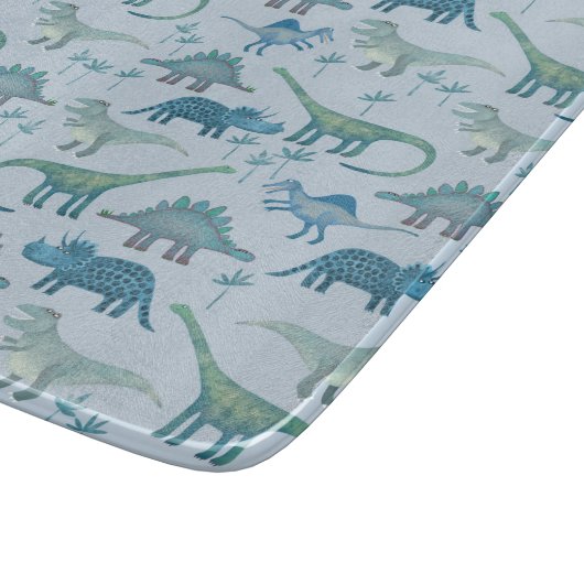 Dinosaur Pattern Blue Schneidebrett (Ecke)