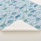 Dinosaur Pattern Blue Sherpadecke (3/4)