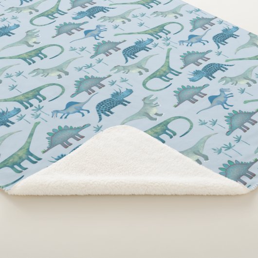 Dinosaur Pattern Blue Sherpadecke (3/4)