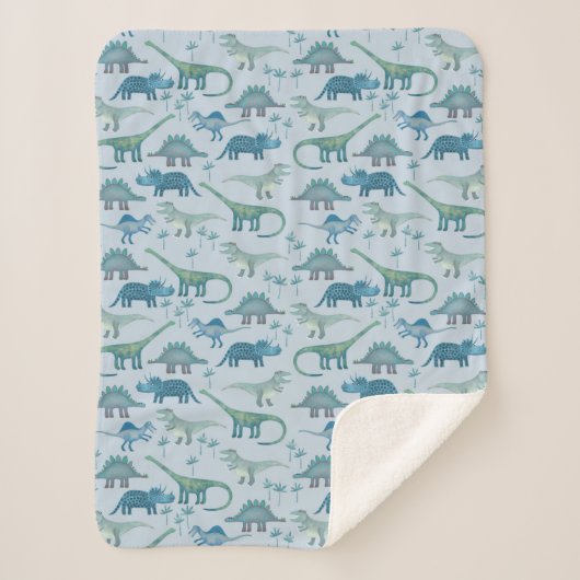Dinosaur Pattern Blue Sherpadecke (Vorderseite)