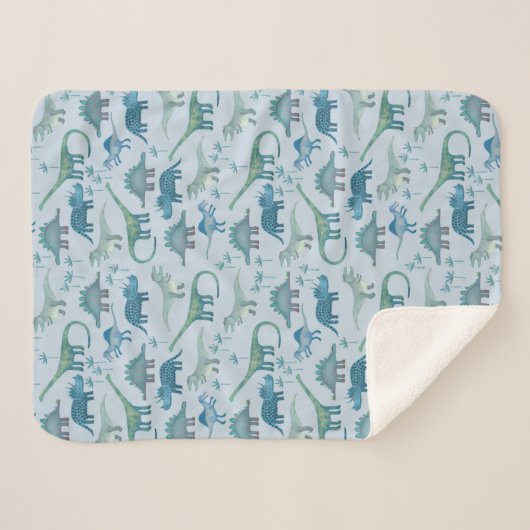Dinosaur Pattern Blue Sherpadecke (Vorderseite (Horizontal))