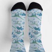 Dinosaur Pattern Blue Socken (Oben)