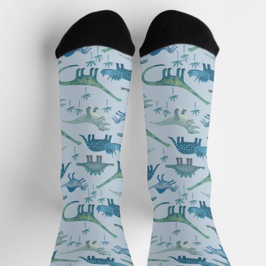 Dinosaur Pattern Blue Socken (Oben)