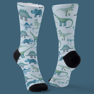 Dinosaur Pattern Blue Socken