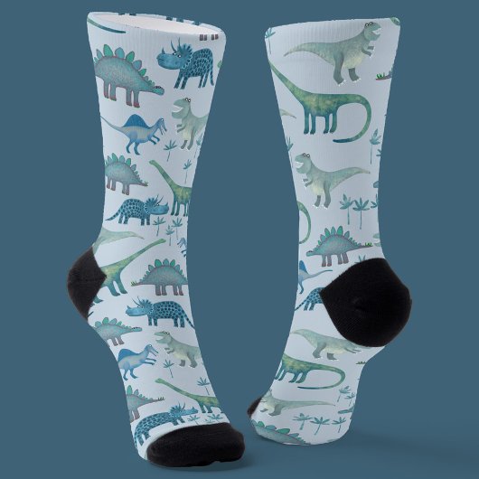 Dinosaur Pattern Blue Socken