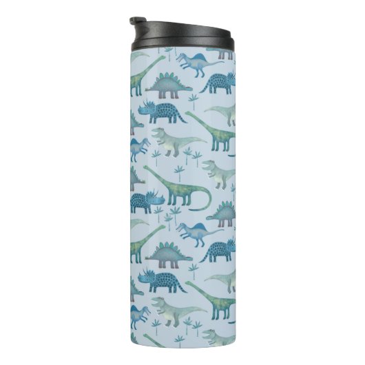 Dinosaur Pattern Blue Thermosbecher (Nach rechts gedreht)