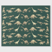 Dinosaur Pattern Green Geschenkpapier (Flach)