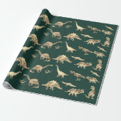 Dinosaur Pattern Green Geschenkpapier (Ungerollt)