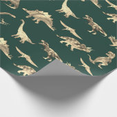 Dinosaur Pattern Green Geschenkpapier (Ecke)