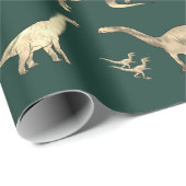 Dinosaur Pattern Green Geschenkpapier (Rolleneckpunkt)