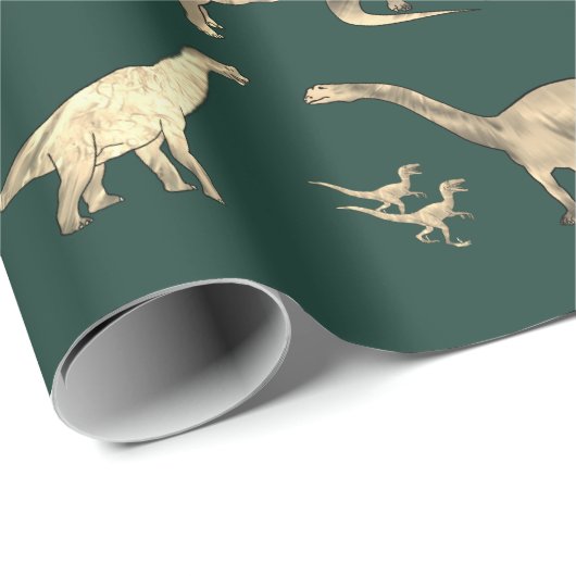 Dinosaur Pattern Green Geschenkpapier (Rolleneckpunkt)