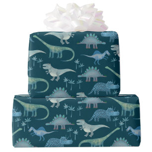 Dinosaur Pattern Green Geschenkpapier