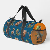 Dinosaur Pattern Individuelle Name Duffle Bag (Rechte Ecke)